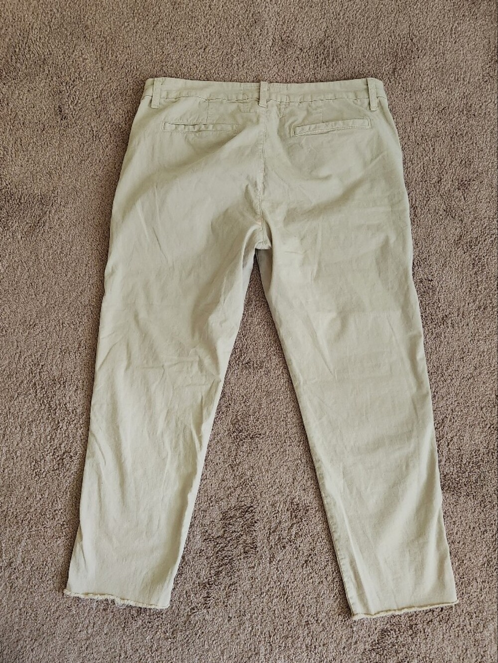 Frank & Eileen Pant Wicklow Cropped Tapered Leg Twill Chino Raw Hem Khaki Tan 10 - Picture 2 of 8